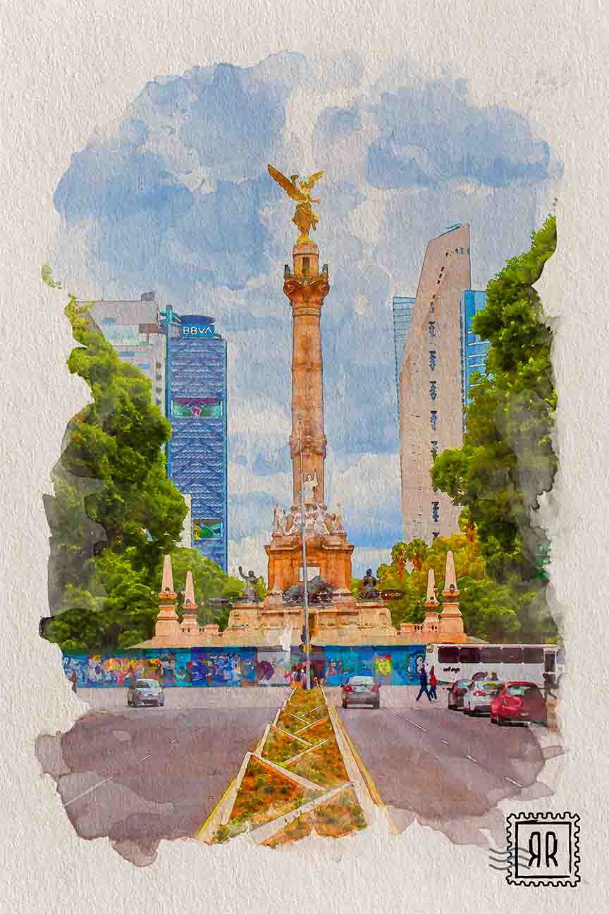 Poster Ángel de la Independencia en papel texturizado 31x46 cm