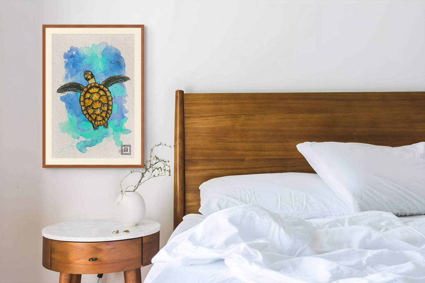 Poster tortuga marina en papel texturizado 31x46 cm